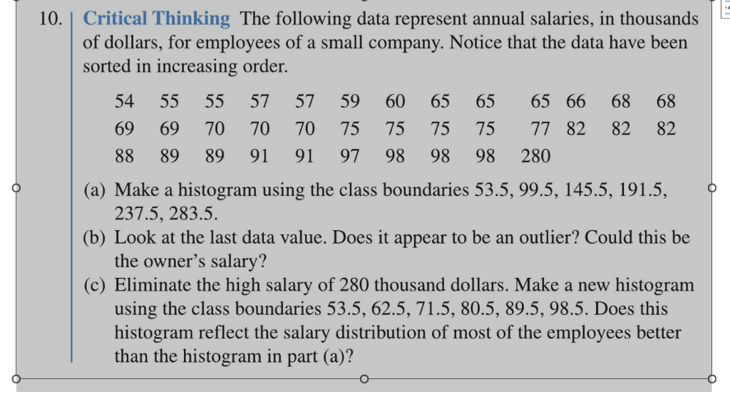 Solved Critical Thinking The following data represent annual | Chegg.com