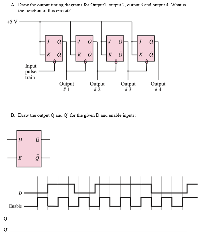 Solved A. Draw the output timing diagrams for output1, | Chegg.com