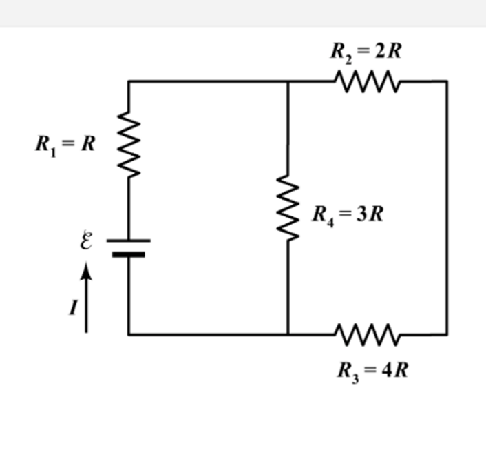 Solved Four resistors are connected to a battery as shown in | Chegg.com