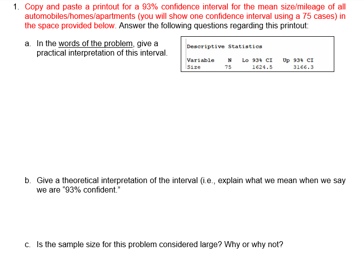 Solved Copy and paste a printout for a 93% confidence | Chegg.com