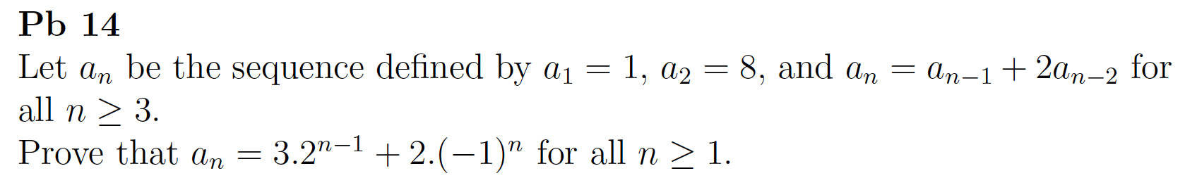 Solved Pb 14 Let An Be The Sequence Defined By A₁ = 1, A2 = | Chegg.com