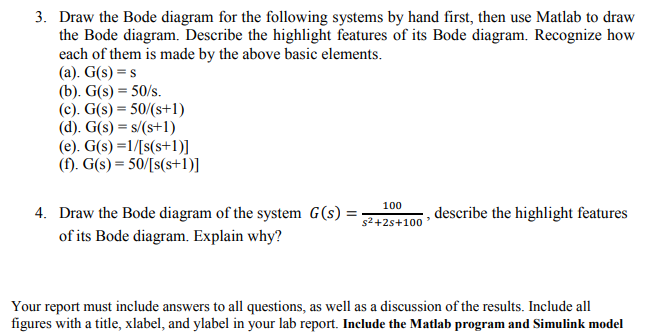 Solved 3. Draw the Bode diagram for the following systems by | Chegg.com