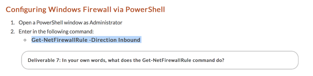 Solved Configuring Windows Firewall via PowerShell 1. Open a | Chegg.com