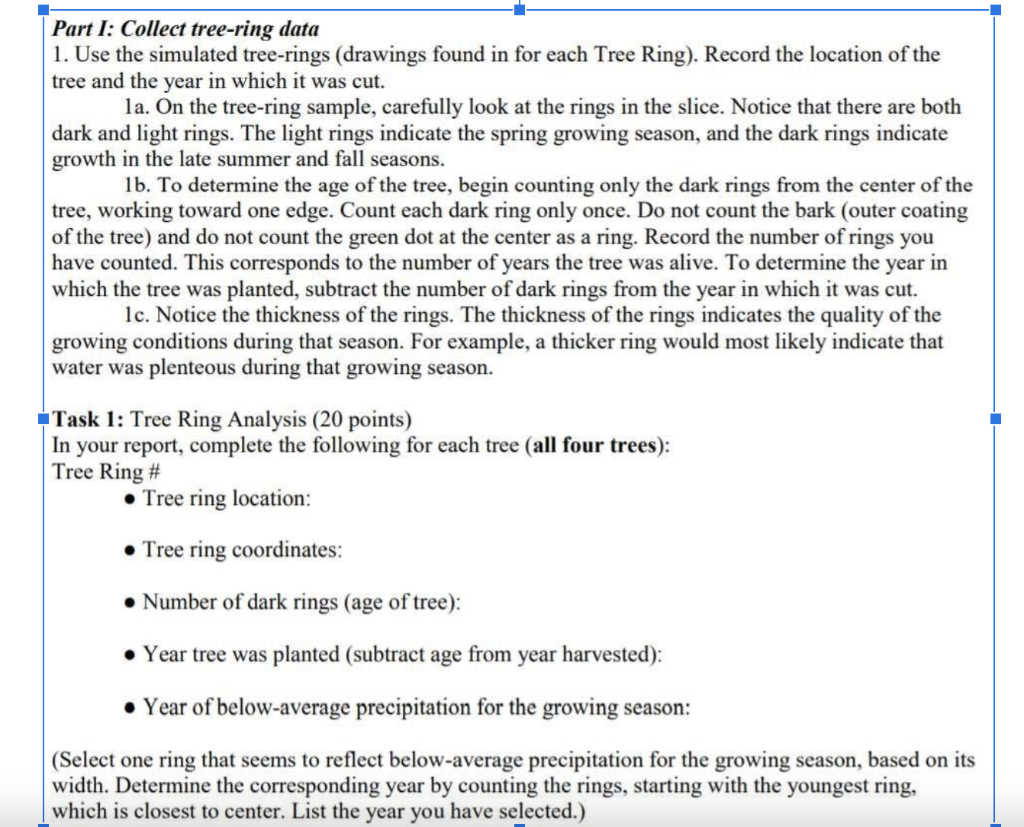 Solved Part I: Collect tree-ring data 1. Use the simulated | Chegg.com