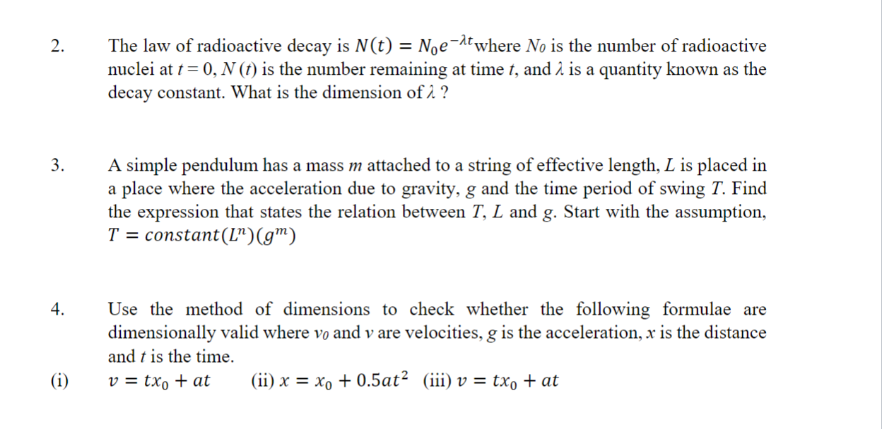 Solved 2. The law of radioactive decay is N(t)=N0e−λt where | Chegg.com