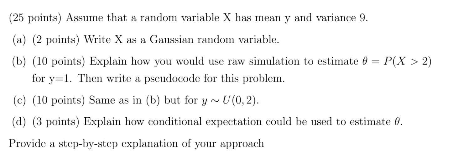 Solved (25 points) Assume that a random variable X has mean | Chegg.com