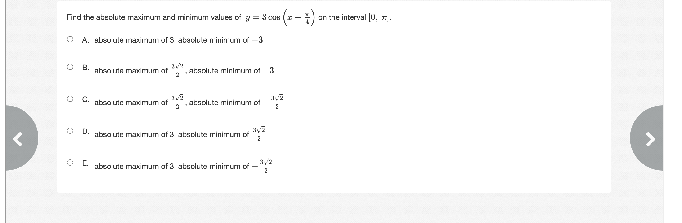 Solved Find the absolute maximum and minimum values of | Chegg.com