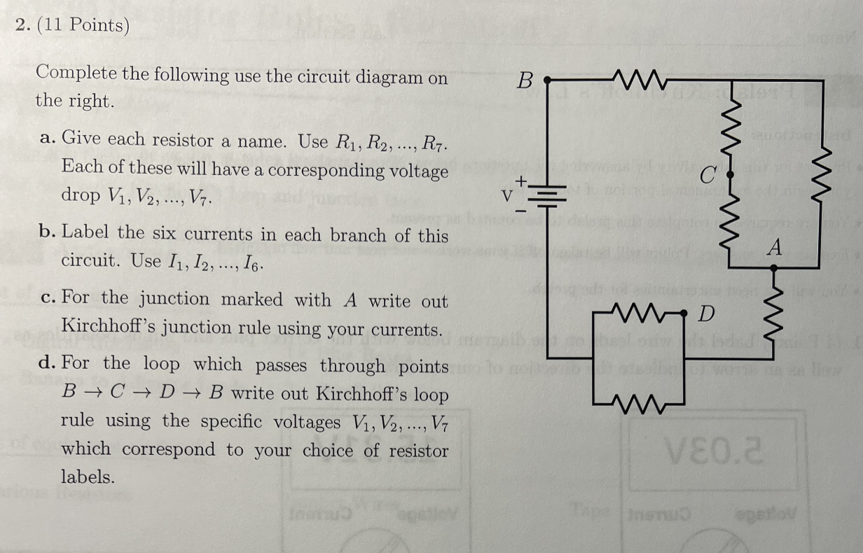 Solved Complete the following use the circuit diagram on the | Chegg.com