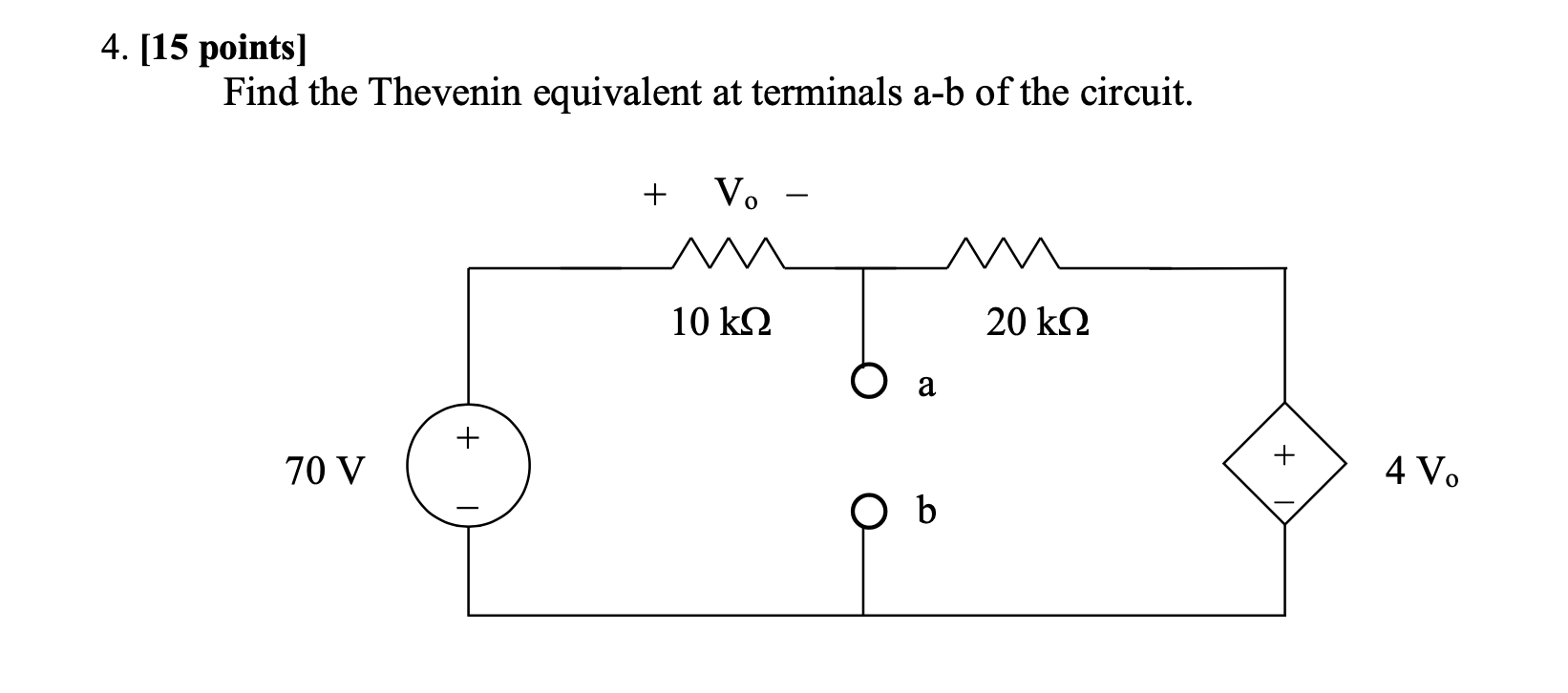 Solved 4. [15 points) Find the Thevenin equivalent at | Chegg.com