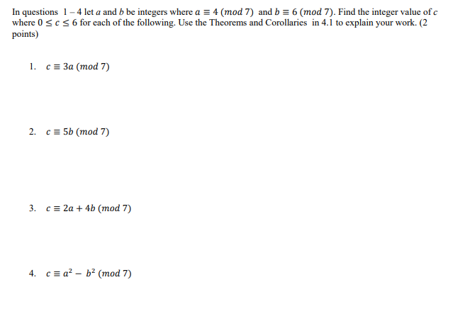 Solved In Questions 1 - 4 Let A And B Be Integers Where A = | Chegg.com