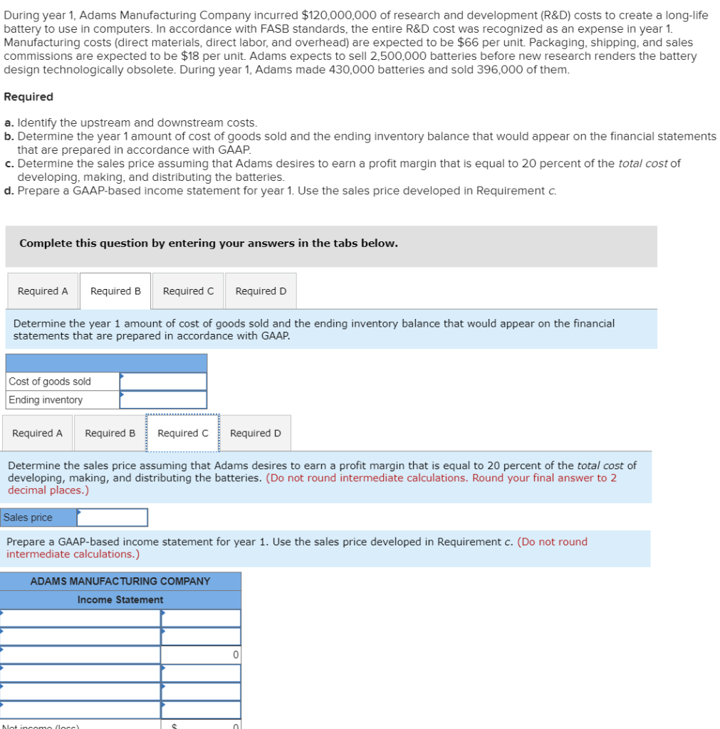 Solved During year 1, Adams Manufacturing Company incurred | Chegg.com