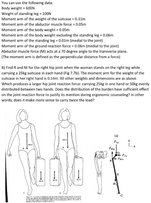 Solved You can use the following data Body weight 600N | Chegg.com