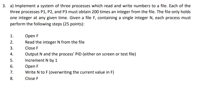 Solved 3. a) Implement a system of three processes which | Chegg.com