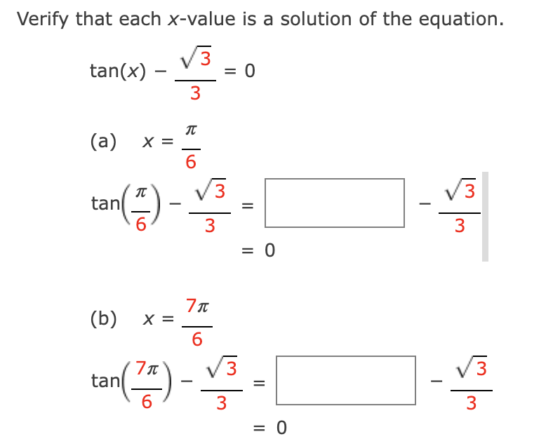 Solved Verify that each x-value is a solution of the | Chegg.com