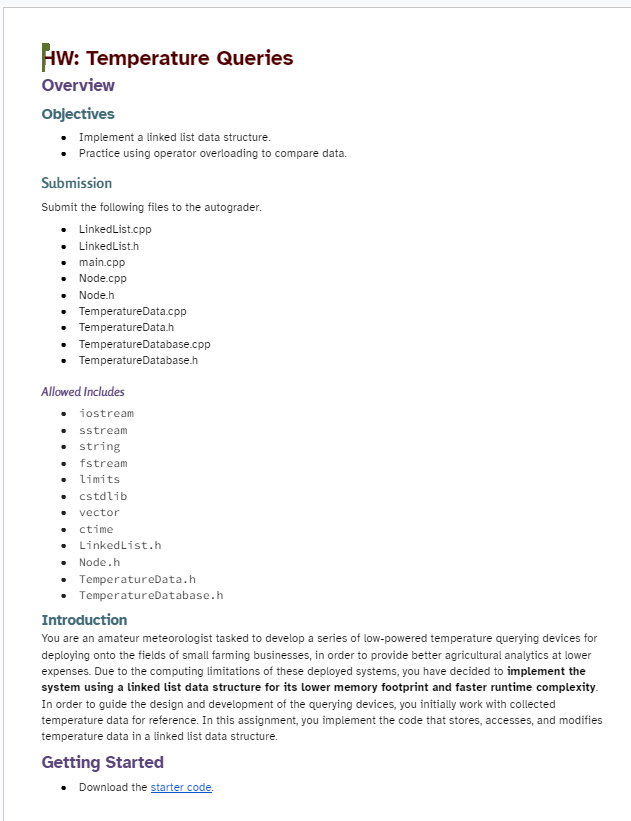 Solved HW: Temperature Queries Overview Objectives - | Chegg.com