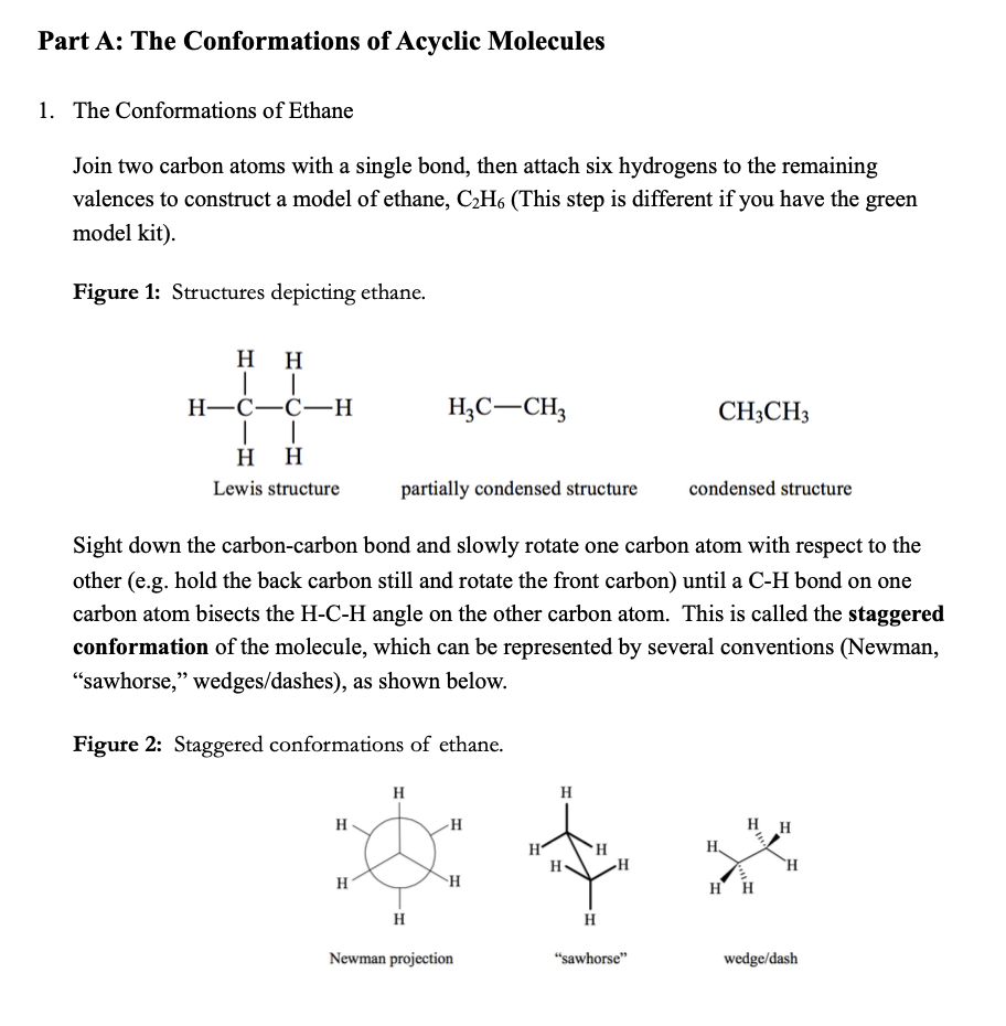 Solved Part A: The Conformations of Acyclic Molecules 1. The | Chegg.com