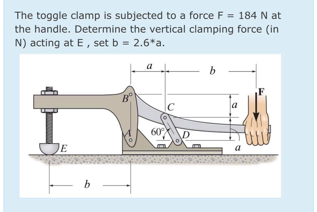 Solved The toggle clamp is subjected to a force F 184 N at
