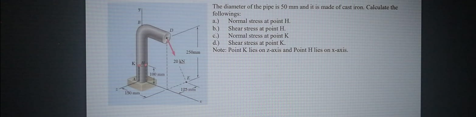 Solved B D The diameter of the pipe is 50 mm and it is made | Chegg.com