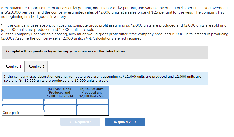 Solved A manufacturer reports direct materials of $5 per | Chegg.com