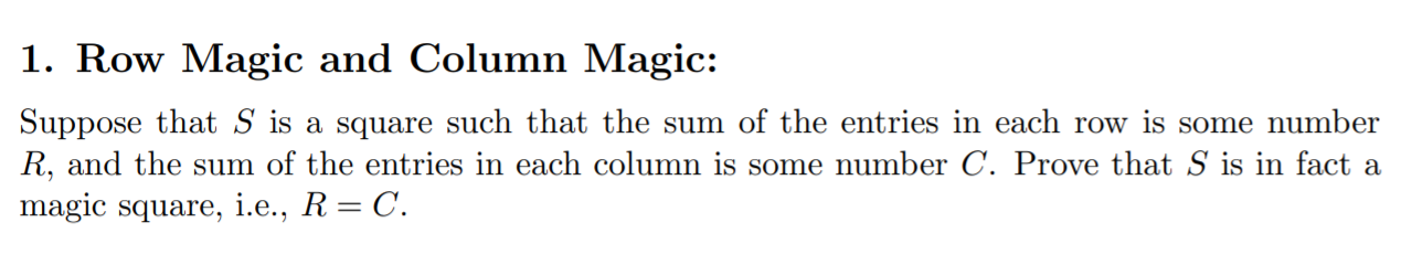 Solved 1. Row Magic and Column Magic: Suppose that S is a | Chegg.com