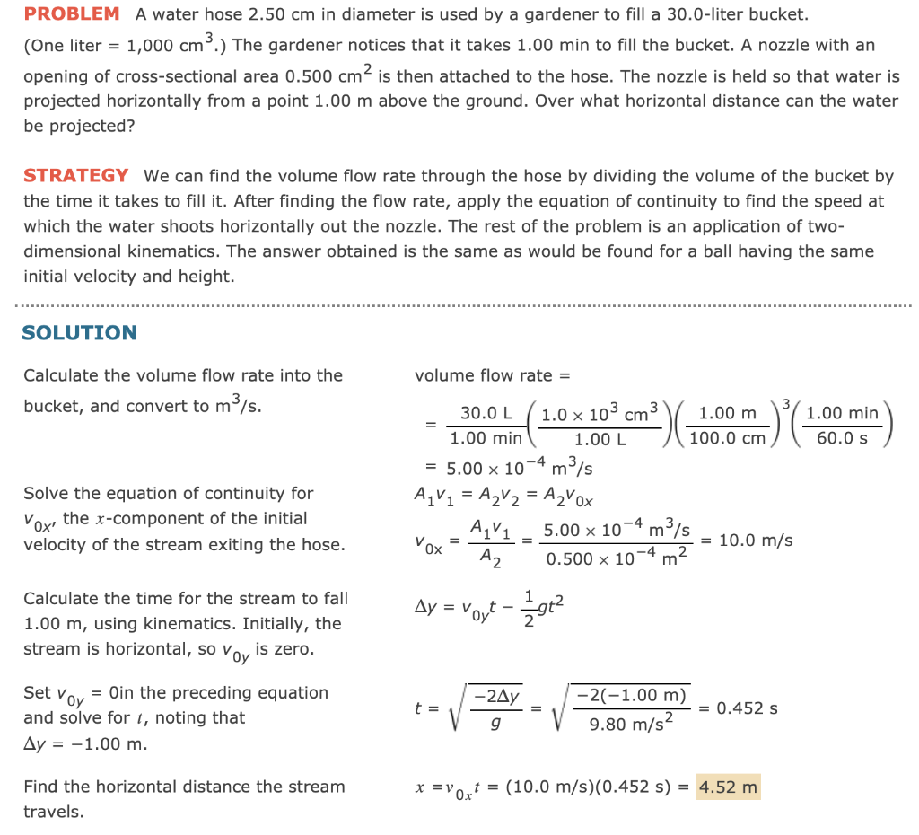 Solved PROBLEM A water hose 2.50 cm in diameter is used by a