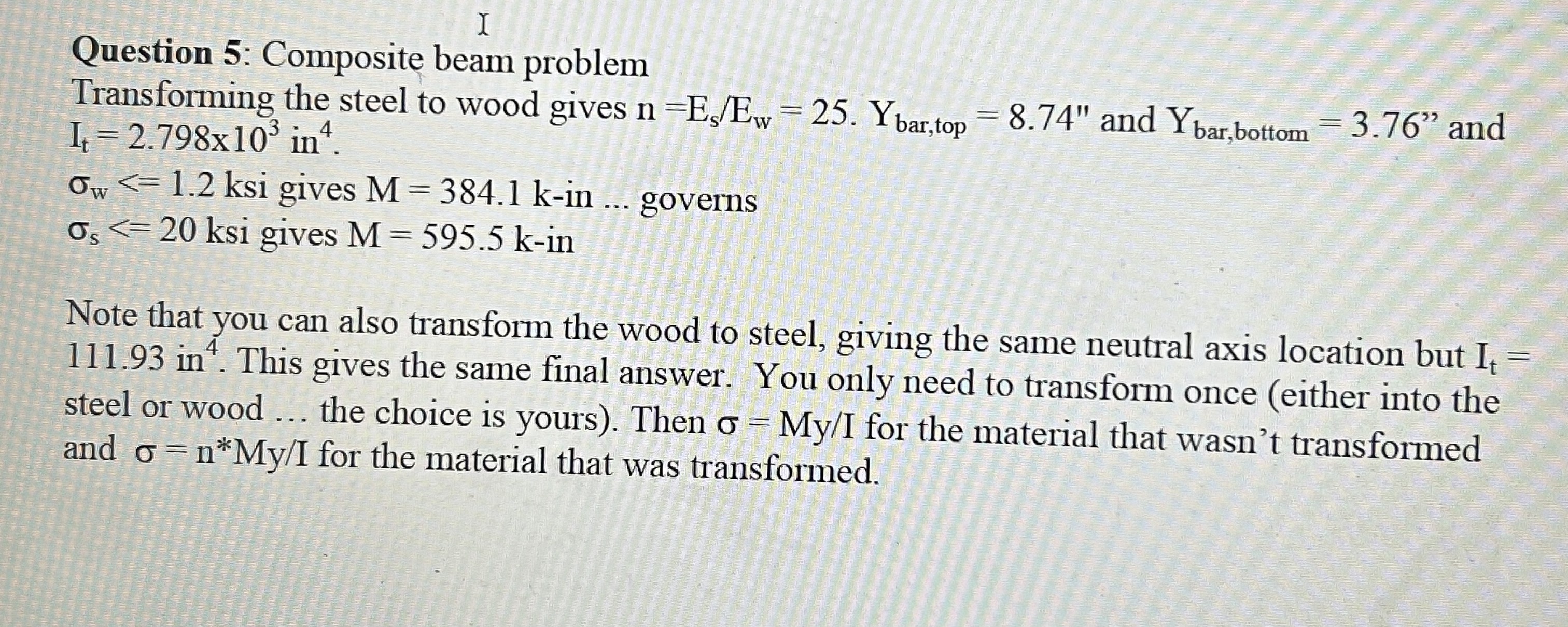 Solved n 5: Determine the allowable moment M for bending | Chegg.com