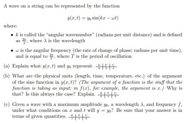 Solved A wave on a string can be represented by the function | Chegg.com