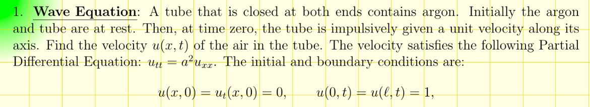 Solved 1. Wave Equation: A tube that is closed at both ends | Chegg.com