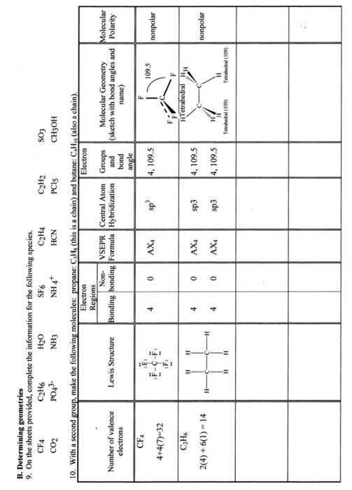 Solved B Determining Geometries 9 On The Sheets Provide Chegg Com