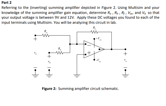 Solved Part 2 Referring to the inverting) summing amplifier | Chegg.com