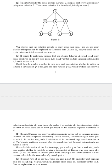 Solved (2) [6 pointsi] Consider the nocial network in Figure | Chegg.com