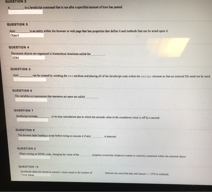 Solved QUESTION 2 is a JavaScript command that is run after | Chegg.com