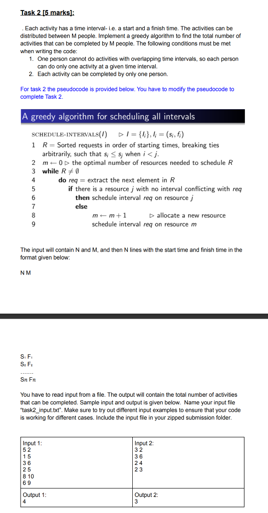 Solved Task 2 [5 marks]: . Each activity has a time | Chegg.com