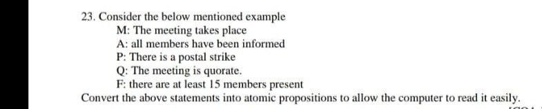 Solved 23. Consider the below mentioned example M: The | Chegg.com