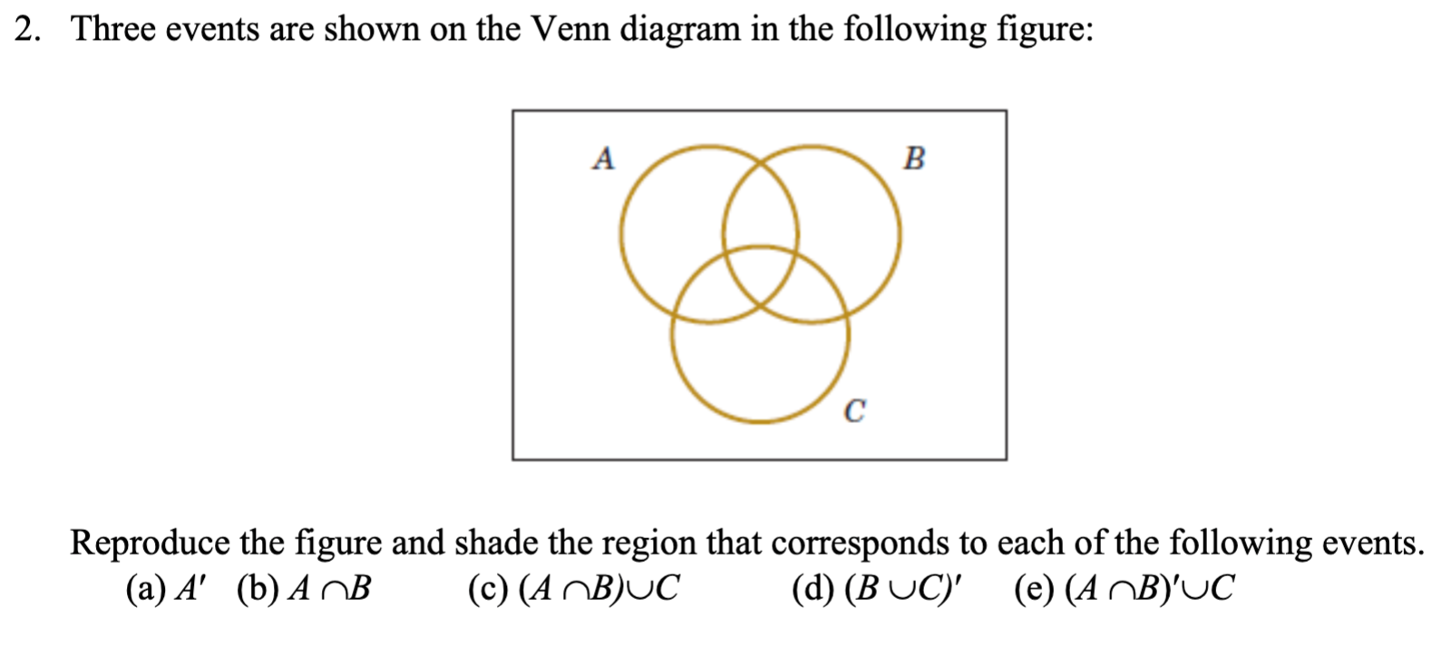 Solved Three Events Are Shown On The Venn Diagram In The | Chegg.com