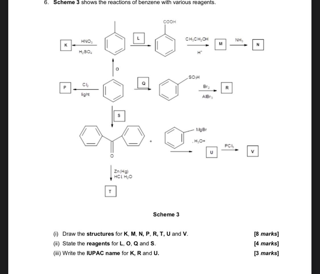 Solved 6 Scheme 3 Shows The Reactions Of Benzene With Va Chegg Com