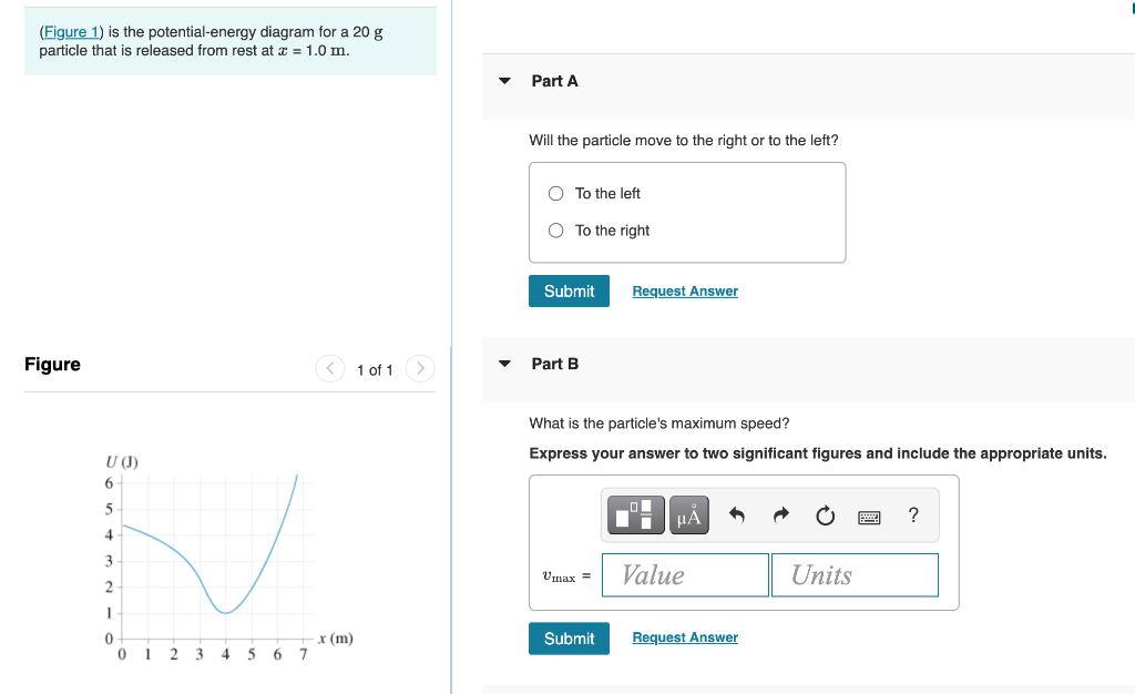 Solved (Figure 1) Is The Potential-energy Diagram For A 20 G | Chegg.com