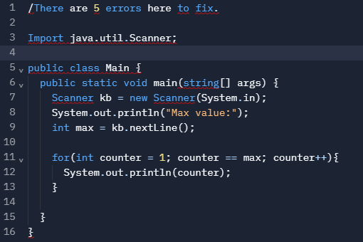 Solved 1 /There are 5 errors here to fix. 2 3 Import | Chegg.com