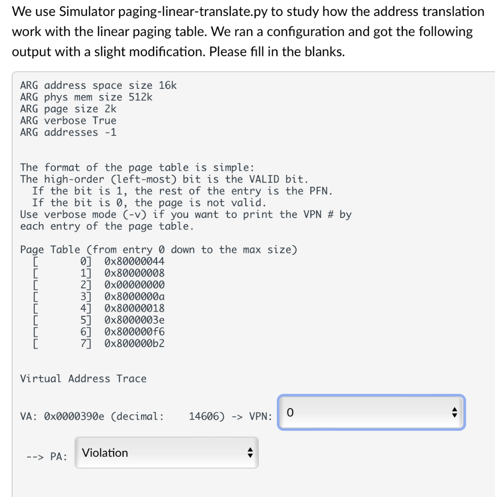 Solved We use Simulator paging-linear-translate.py to study | Chegg.com