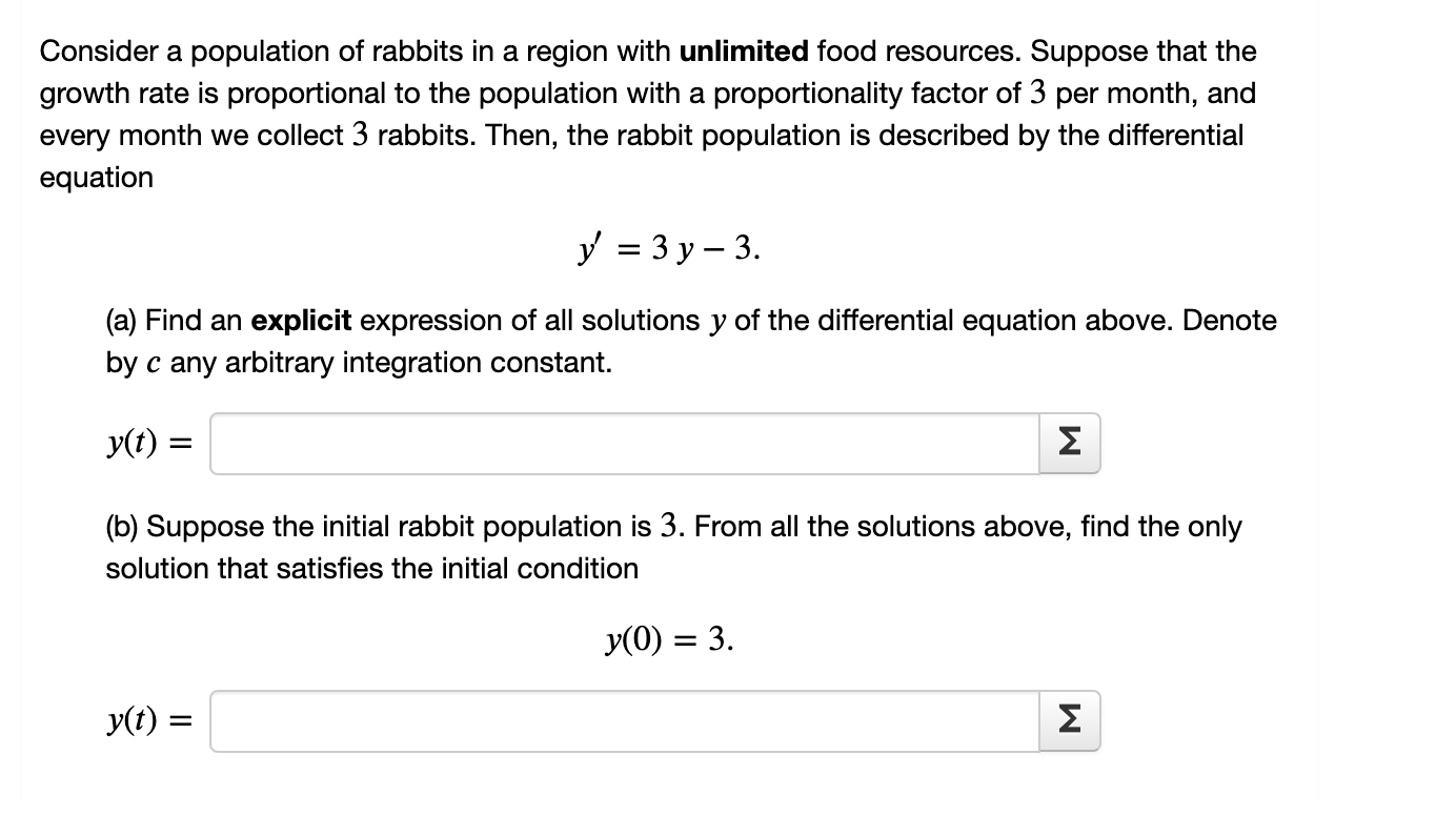 Solved Consider A Population Of Rabbits In A Region With | Chegg.com