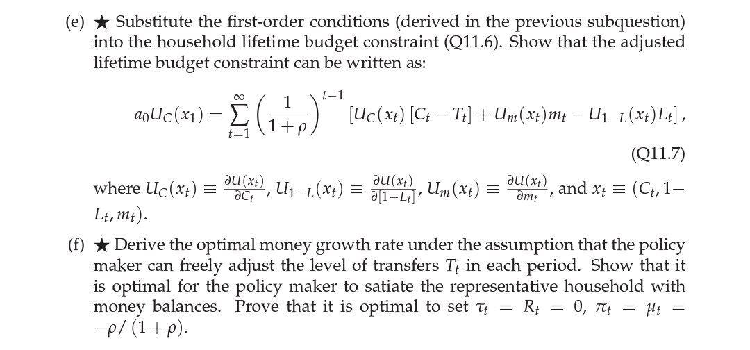 Solved (e) * Substitute the first-order conditions (derived | Chegg.com