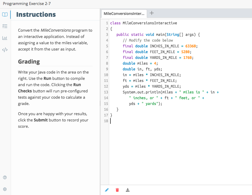 Solved Convert the MileConversions program to an interactive | Chegg.com