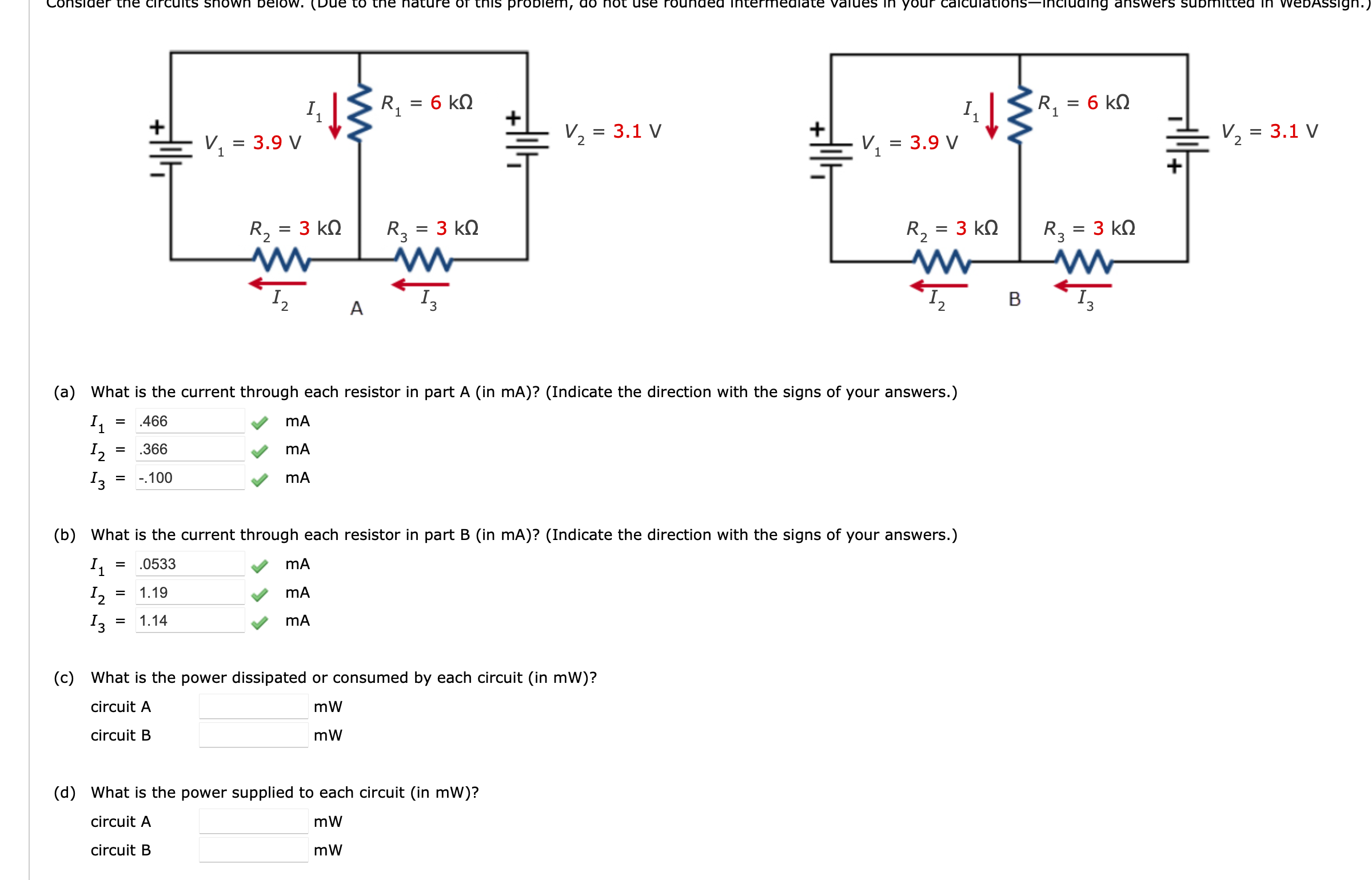 Solved (a) What is the current through each resistor in part | Chegg.com