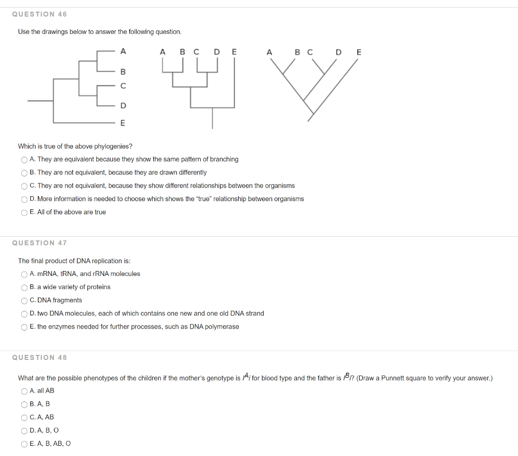 Solved QUESTION 46 Use the drawings below to answer the | Chegg.com