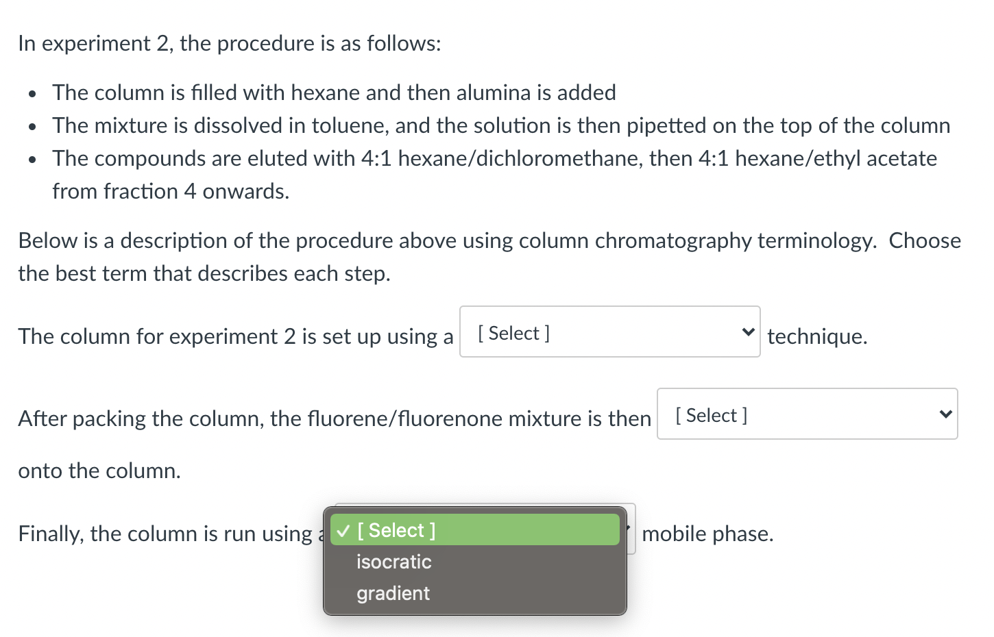 Solved In experiment 2, the procedure is as follows: • The | Chegg.com