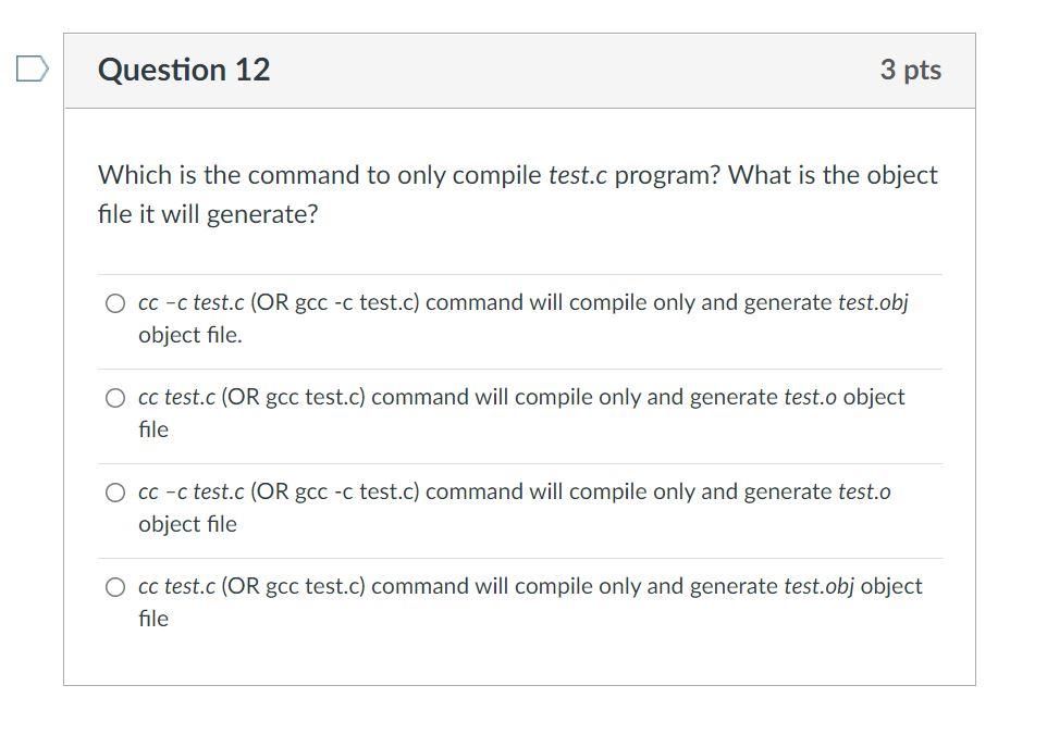 Solved Question 12 3 pts Which is the command to only | Chegg.com
