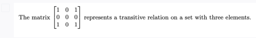 Solved ſi 0 1 The matrix 0 0 0 represents a transitive | Chegg.com