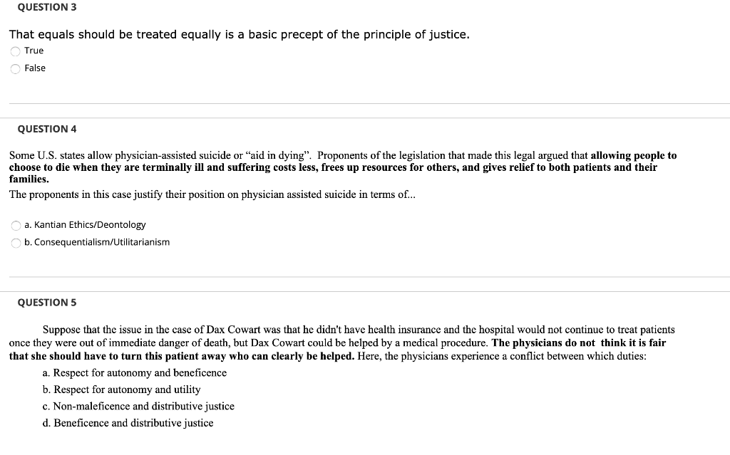 Solved QUESTION 3 That equals should be treated equally is a | Chegg.com