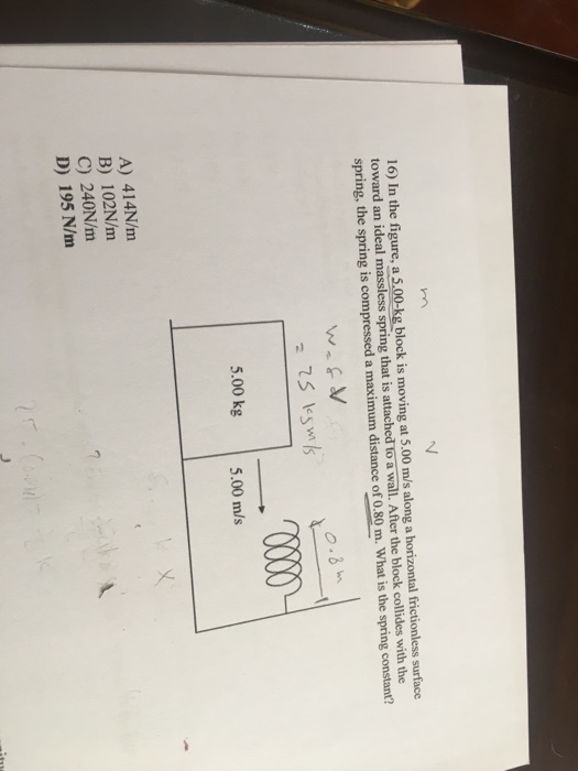 Solved In The Figure, A 5.00-kg Block Is Moving At 5.00 M/s | Chegg.com