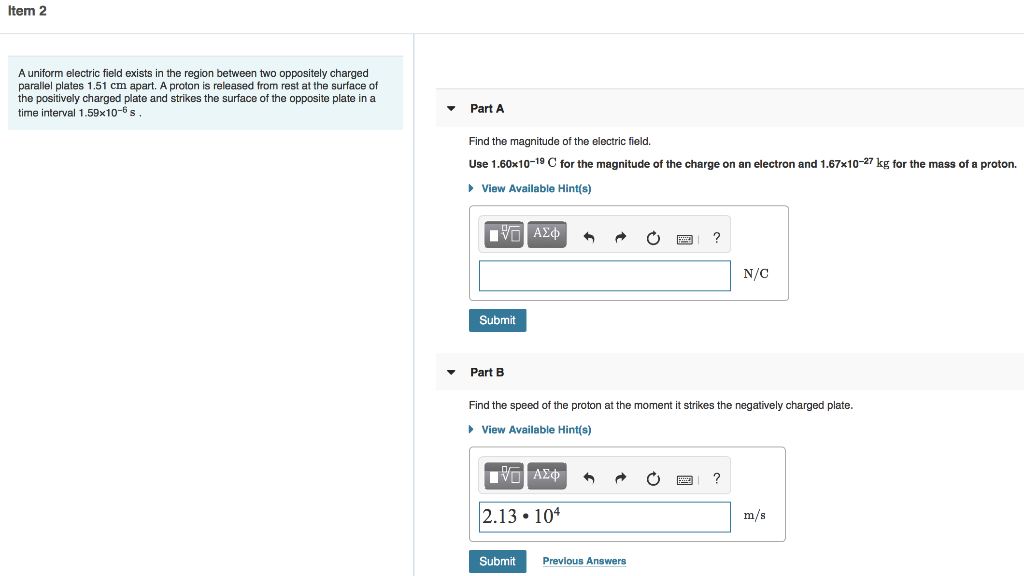 Solved Item 2 A uniform electric field exists in the region | Chegg.com